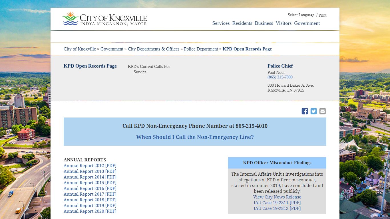KPD Open Records Page - City of Knoxville